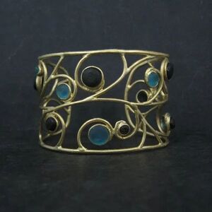 Designer Bronze Glass Cuff Bracelet 6.25 Inches Michael Vincent Michaud